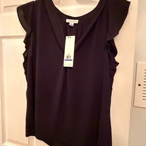 NWT Calvin Klein Black Blouse cap sleeve